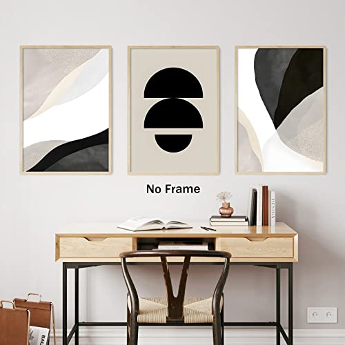 Chuanglanja Black White Beige Wall Art Abstract Geometric Poster Prints Neutral Painting For Home Decor Minimalist Boho Mid Century Modern Pictures 16X24Inch No Frame #TOP6