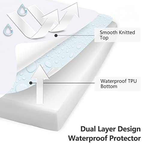 Waterproof Breathable Mattress Protector, Queen Noiseless Premium Smooth Mattress Cover, Deep Pocket Fit Up To 21 Inches, Soft Washable Bed Cover #TOP1