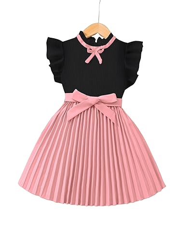TAGAS Baby-Girl's Mario Rib A-Line Knee-Length Dress (KD-208_Black_7 Years-8 Years)