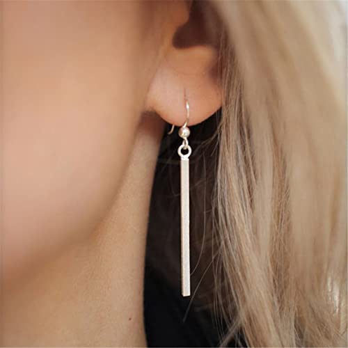 Onlyjump 5 Pcs 14K Gold Plated Long Bar Hoop Earrings Simple Minimalist Bar Hoop Earrings Geometric Line Earrings For Women Girl Dainty Jewelry (Gold And Silver) #TOP2