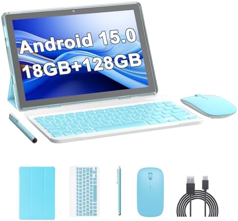 MAXLEGEN Tablet 10 inch, 2-in-1 tablet met toetsenbord, 5G WiFi Android 13 tablet PC 19 GB RAM 128 GB ROM (1TB TF), Octa-core 2.0Ghz, 8MP camera, 8000mAh, Bluetooth 5.0