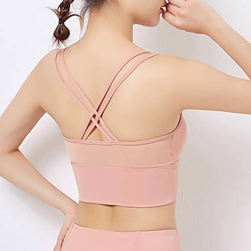 pedkit Sutiã esportivo feminino de secagem rápida malha de emenda push-up à prova de choque e acolch