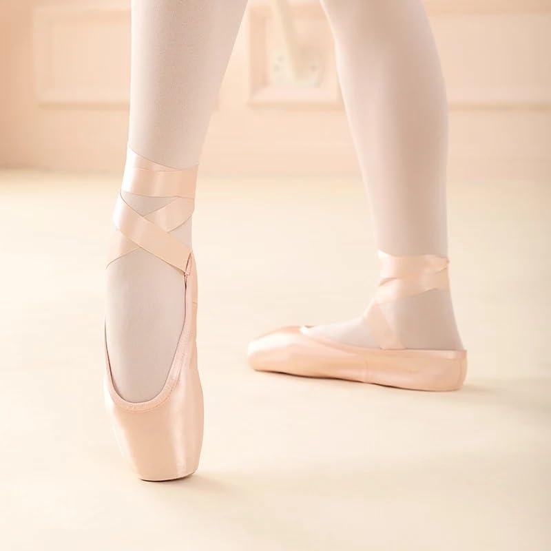 Zapatillas De Ballet Zapatos De Punta Ballet Profesional Con Suela Cuero Genuino, Satén For Mujer Cintas For Bailarina Actuación
