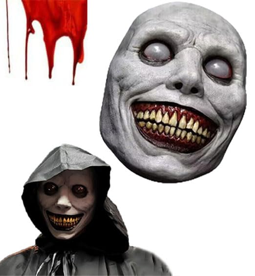 TaiXinYuly Máscara de terror de Halloween, máscara de sorridente, máscaras de medo realista de látex de sorridentes para carnaval, Halloween, festa temática, cosplay.