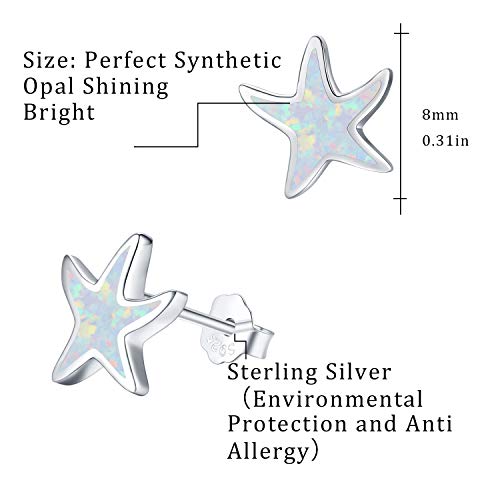 CUOKA MIRACLE Starfish Studs Sea Star Earrings Opal Stud Earrings 925 Sterling Silver Ocean Starfish Earrings Beach Stud Hypoallergenic Earrings Tiny Small Earrings Gifts for Women Girls2