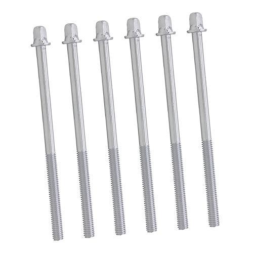 ERINGOGO 6Pcs Drum Tension Rods Replacement Screws for Snare and Bass Drums Durable Plated Parts with Washers for Marching Band and Drum Accessories