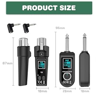 Ricevitore microfono XLR senza fili, 2,4 GHz, 1 a 2 UHF, trasmettitore/ricevitore wireless per microfoni dinamici e a condensatore, mixer audio, 50 m, adattatore per microfono radio per sistemi PA