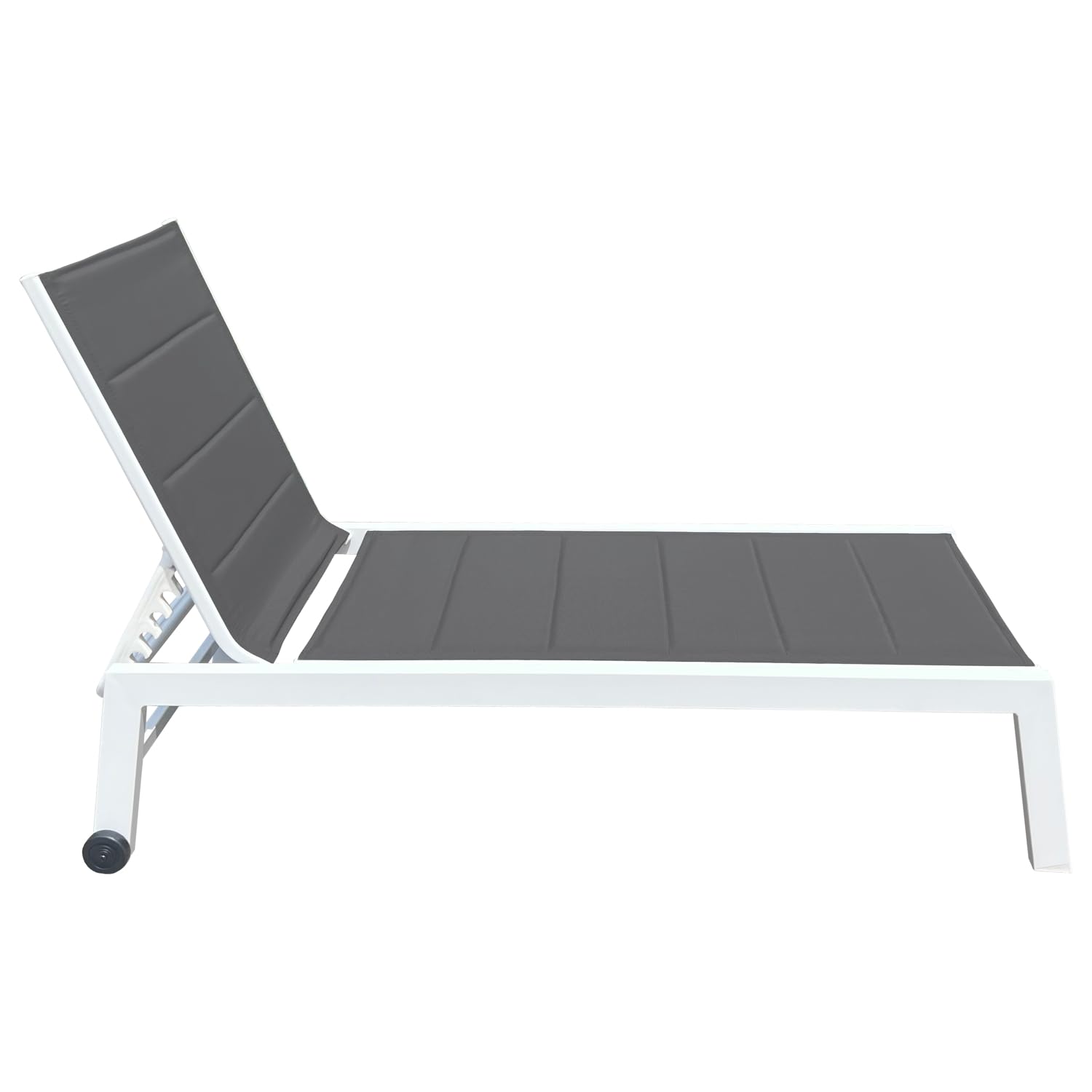 Happy Garden Set 2 Bains de Soleil Barbados en textilène Gris et Aluminium Blanc + Table d'appoint. Transat d'extérieur Multi Position.