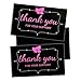 RXBC2011 Thank you for your support cards pink bow small business packaging customer appreciation notes pack of 100 Black