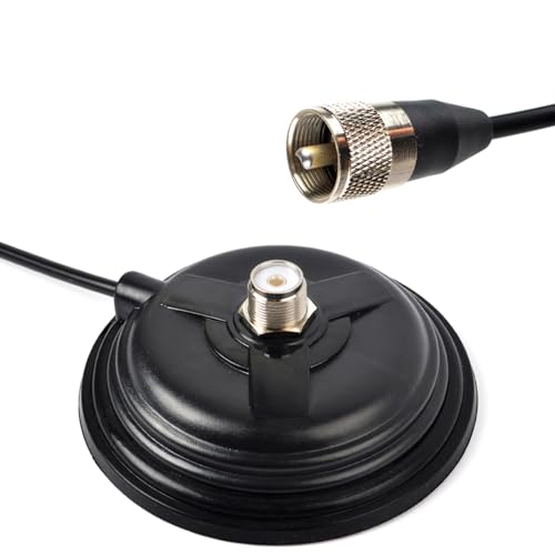 YNIBST SO239 Magnetische Montagebasis für CB/VHF/UHF-Antenne丨 mit PL259 RG58 Koaxialkabel von 5 Metern/16,4 Fuß丨für Auto/LKW, Außen- und Marinegebrauch