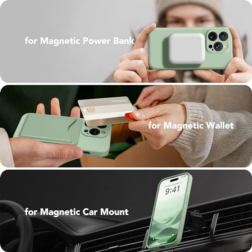 Image of Magnetic for iPhone 13 Pro Max Case, Compatible with MagSafe, [Full Camera Protection][Screen Protector] Silicone Shockproof Protective Phone Case for iPhone 13 Pro Max 6.7 inch, Light Cyan