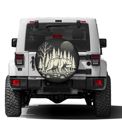 Image of Delerain Bear Silhouette Spare Tire Covers for RV Trailer SUV Truck and Many Vehicle, Wheel Covers Sun Protector Waterproof, (14 Inch for Diameter 23 inch-27 inch)
