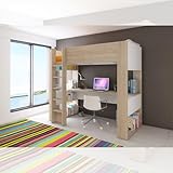 Camere da letto Toscohome Cameretta con letto a soppalco e scrivania sottostante colore bianco e rovere