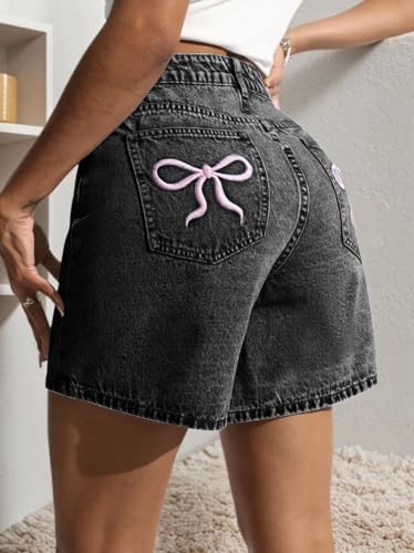 Image of Nifty Women's Denim Stretchable Relaxed Fit Shorts|| Back Pocket Bow Tie Detail