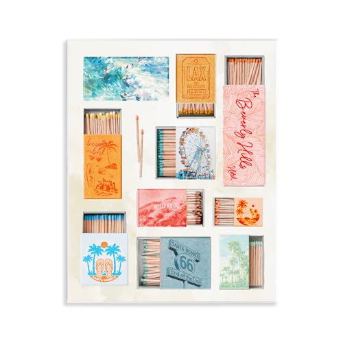 California Beach Matchboxes, 11 x 14 Inch Mounted Print on Wall Plaque