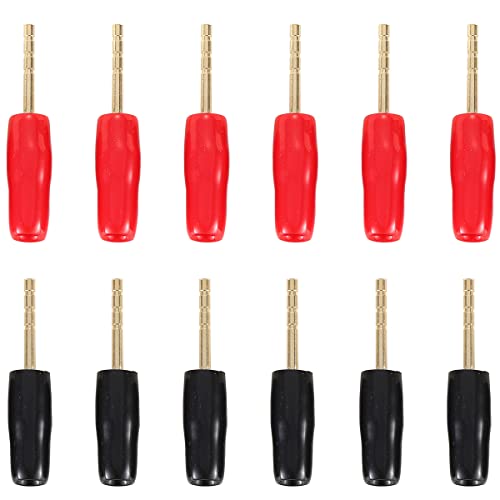 Greluma 12 Piezas Tipo de tornillo con pasador de clavija banana, conectores de cable de alambre de altavoz de 2 mm, clavijas banana chapadas en oro