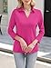 ORANDESIGNE Women's 3/4 Sleeves V Neck Polo Shirts Casual Summer Tops Basic Collar Cute Tees Hot Pink