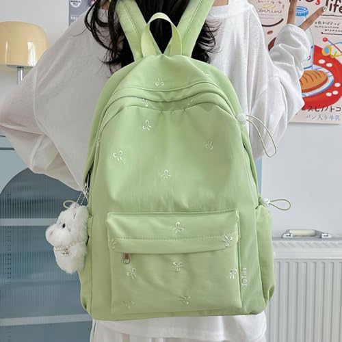 Bowknot Backpack Adjustable Strap Bookbags for Girl Women Travel (Green)3