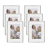 DECANIT 6x8 Picture Frame Set - Silver Metal Thin Frames for Wall or Tabletop Display of 4x6 Photos