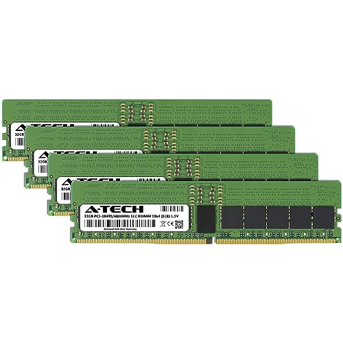 Image of A-Tech 128GB Kit (4x32GB) DDR5 4800MHz PC5-38400 ECC RDIMM 1Rx4 (EC8 10x4) Single Rank 1.1V ECC Registered DIMM 288-Pin Server RAM Memory Upgrade Modules (A-Tech Enterprise Series)