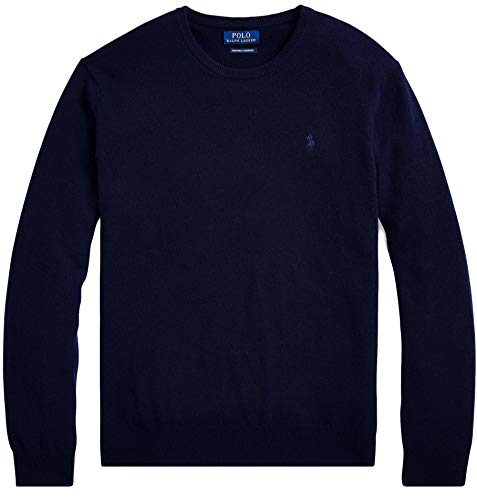 Polo Ralph Lauren Mens Crewneck Wool Sweater (XL, Navy)