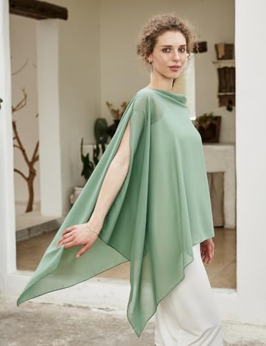 Chiffon Cape Shawl Wrap Scarf 3 Ways to Wear Elegant Sheer Capelet for Evening Dresses Weddings Parties2