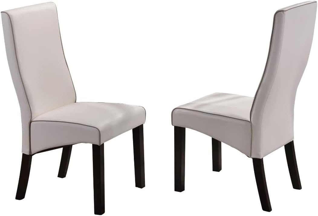 Kings Brand Furniture Upholstered Parson Chair (Set of 2), White