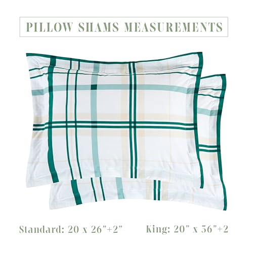 Image of Elegant Comfort 8-Piece Lodge Plaid Reversible Comforter Set-All Season Bed in a Bag, 4-Piece Sheet Set Featuring Smart Pockets,Matching Shams and Decorative Pillow,King /California King, Emerald Green