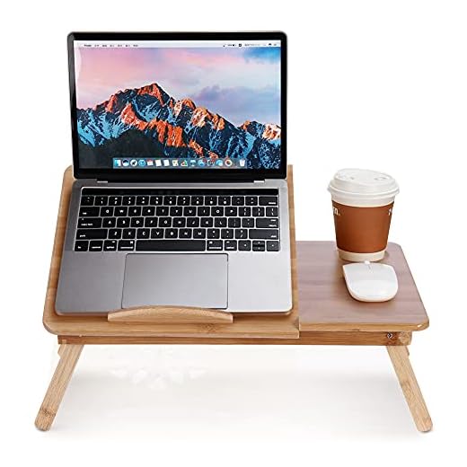 Greensen Fällbart sängbord, bambu laptop stativ för skrivbord, hopfällbar säng laptop bord, justerbart anteckningsblock bord på sänghylla för laptop skrivning frukost ritning, 50 x 30 cm