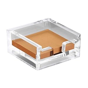 Modern Innovations 3 x 3 Crystal Clear Acrylic Notepad Holder W/O Pads – Sticky Notes Holder – Sticky Notepad Holder Perfect for Dorm Room and Office Desk Organization
