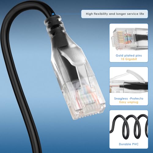 Qiuean Cat 6a Ethernet Cable (10 Pack) Slim 1ftFlexible Patch Cable 10G by Qiuean - Used condition - Image 4