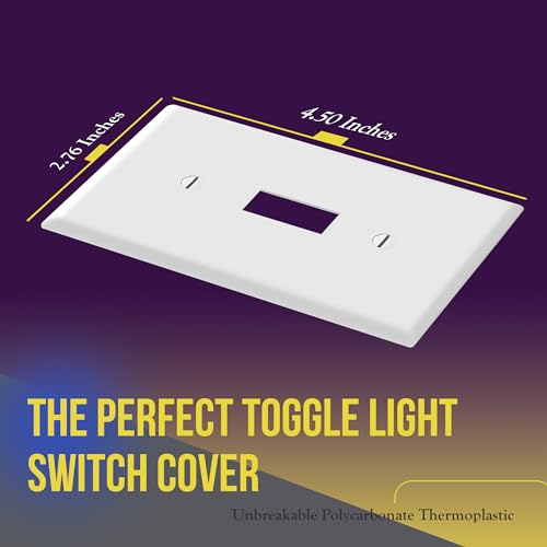 Image of ENERLITES Toggle Light Switch Wall Plate, Gloss Finish, Standard Size 1-Gang 4.50 inch x 2.76 inch, Unbreakable Polycarbonate Thermoplastic, 8811-W-40PCS, White (40 Pack)
