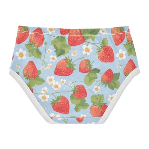Wusikd Strawberries Green Girls' Underwear Cotton Leaves Flowers Girls Briefs Soft Toddler Underwear 2T2