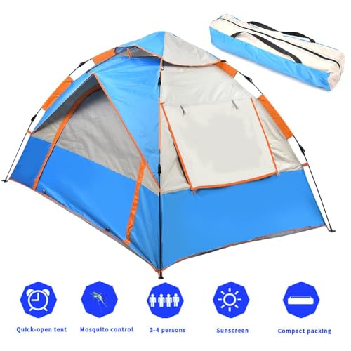 Carpa automática impermeable doble capa azul miniatura 6