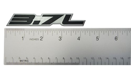 Erpart 3.7L Liter Embossed Black On Highly Polished Silver Real Aluminum Auto Emblem Badge Nameplate (Pack Of 2) #TOP1