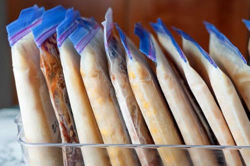 Image of Fresh Zipper Multi-Purpose Storage Slider Bags | zip lock bags for food storage | BPA Free Reusable Ziplock Pouch | Leakproof Bags for Marinate, Vegetables, Fruits (15 PCS BLUE ZIPPER BAG)