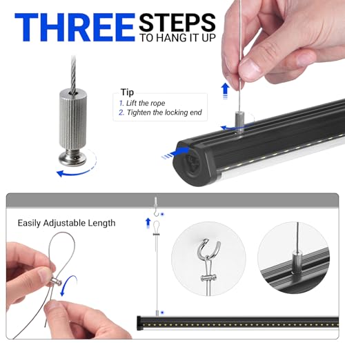 Image of Barrina T8 LED Shop Lights 8FT, 140W 17000LM 5000K, U-Shaped 3 Rows LED Garage Lights, Linkable, Hanging & Flush Mount, 8 Foot Commercial LED Shop Lights for Garage, Workshop, Kitchen, 6 Packs, Black