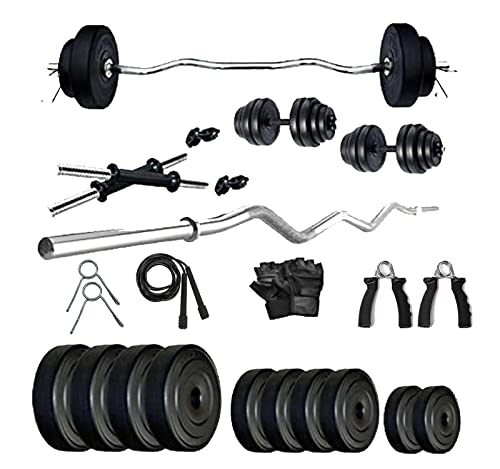 LARA PVC 10-40 Kg Gym Kit Combo Home Gym Set with One 3 Ft Curl and One Pair Dumbbell Rods with Gym Accessories (20 Kg Home Gym) (B0BHX43RG1) Amazon Price History, Amazon Price Tracker
