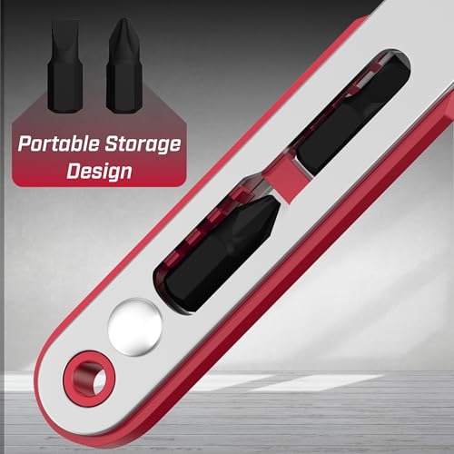Image of Bates Mini Ratchet Wrench, 1 /4 inch Magnetic 90 Degree Screwdriver, Low Profile Right Angle Screwdriver for Tight Spaces (Pack of 2)