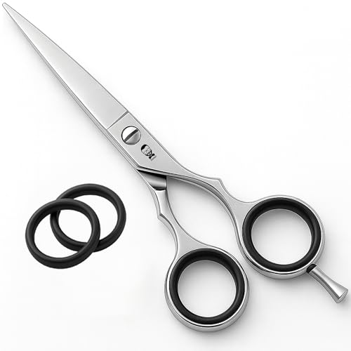 Ciseaux Coiffure Professionnels 5,5 Pouces – Acier Inoxydable – Ciseaux à Cheveux Barber Homme Femme – Coupe Précise, Pointe Fine, Vis Réglable, Amortisseur Souple – Ciseaux Coiffeur Salon & Domicile