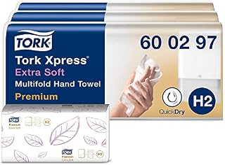 Tork Xpress Extra Soft Multifold Hand Towels 600297 - H2 Premium Paper Hand Towels with High-Absorbency - Large, 2-Ply, White - 21 x 100 Sheets