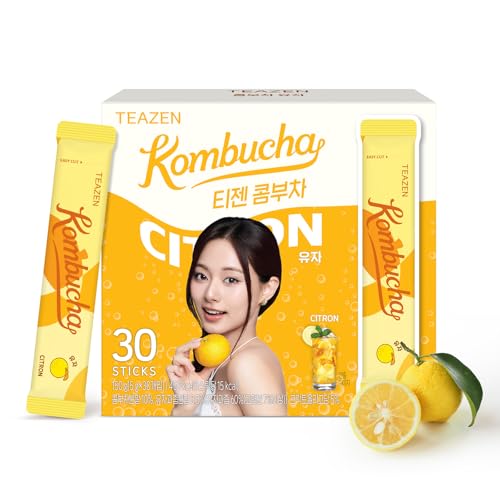 Image of TEAZEN Citron Kombucha Tea, Hydration Drink Mix, Sugar Free, Live Probiotics & Prebiotics, 30 Sticks, 5.29oz