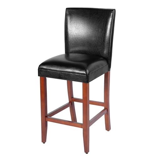 Image of HomePop Counter Stool, 29-Inch, Black Faux Leather