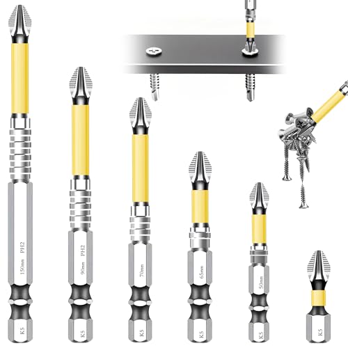 Image of Loruoea High Magnetic Screwdriver Drill Bit Set, Anti-Slip Magnetic Electric Screwdriver Set, 2025 New K5 Impact Resistant Non Slip Bit, 6Pcs/Set - 25 50 65 70 90 150mm