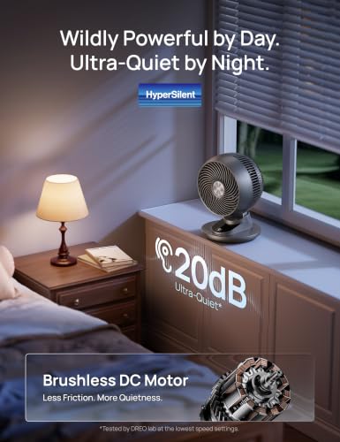 Image of DREO Smart Fan for Bedroom, Powerful 85 ft Airflow, 12 Inches, Desk Fans in 20dB Quiet, 90+90 oscillating fans, App /Voice Control, 9 Speeds & 8 /12H Timer for Home Office Dorm