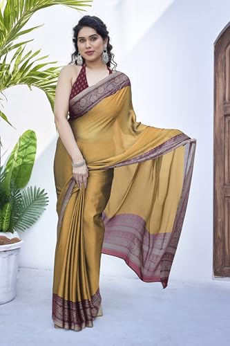 Image of MIRCHI FASHION Women Saree Ethnic Motif Print Chiffon | Breathable Lightweight Plain Weave Sari for Office and Daily Use (Available in 20 Designs)