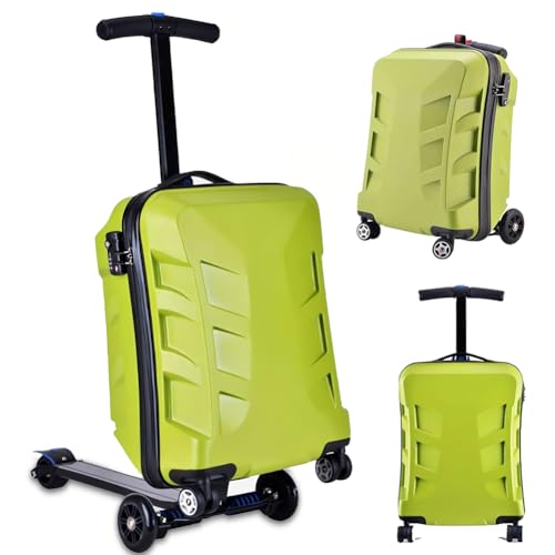 RIDEONMOP Maleta para Patinete de 20 Pulgadas para niños, 2 en 1 con Ruedas, Plegable y rígida, Ideal para niños y niñas de 4 a 15 años, Ligera y para Llevar en avión.,Verde