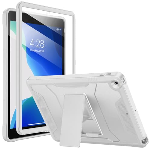 Soke Case for iPad 9th/8th/7th Generation 10.2-Inch (2021/2020/2019 Release), with Built-in Screen Protector and Kickstand, Rugged Full Body Protective Cover for Apple iPad 10.2 Inch - Light Gray
