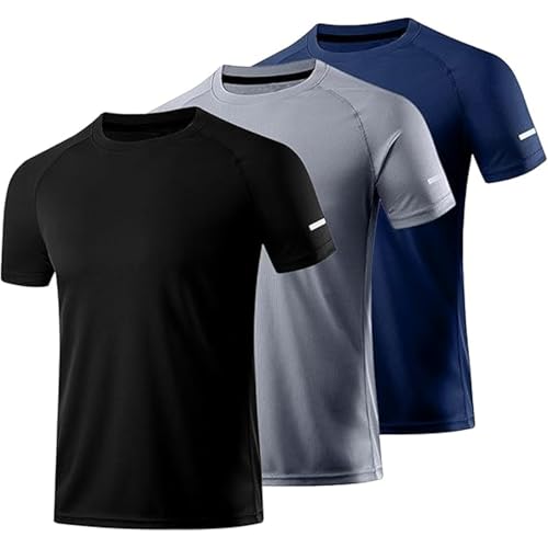 Lista de Ropa de Fútbol para Hombre los 5 mejores. 50 TXC-JY Hombres 3 Piece Fitness Sports Shirt Quick Dry Running Shirt Hombres Manga Corta Sports T Shirt