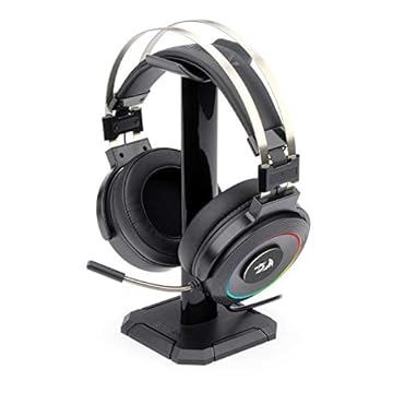 Redragon H320 Lamia Gaming Headset com 7.1 Surround Sound, Volume Control, Noise Canceling, RGB Light, Stand, Over Ear Headphone com fio, com microfone para PC, PS4, preto
